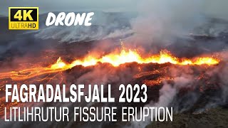 Phenomenal Fissure Eruption in Iceland Panoramic view from the drone in 4K 100723 [upl. by Leihcar216]