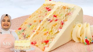 Youve never had a FUNFETTI CAKE like this before Super soft funfetti cake recipe from scratch [upl. by Aizirtap]