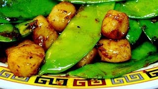 Stir Fry  Baby Scallop with Snow Peas in Oyster Sauce [upl. by Deevan79]