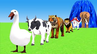 Paint amp Animals Cow Tiger Elephant Lion Dinosaur Duck Fountain Crossing Animals Gorilla Cartoon [upl. by Lytsirk539]