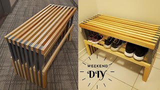 How to make a Slatted Bench Easy Weekend DIY [upl. by Wildee]