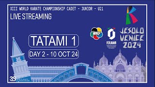 Day2  tatami1  WKF Cadet Junior and U21 World Championships 2024 [upl. by Eynenihc]