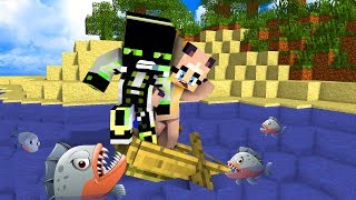 ROMAN UND ICH WERDEN VON PIRANHAS GEJAGT Minecraft DeutschHD [upl. by Olleina]