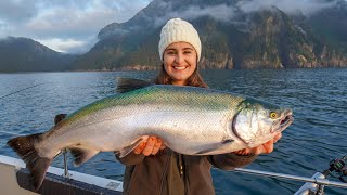 WILD Caught ALASKAN SALMON Catch Clean amp Cook Seward Alaska Fishing [upl. by Attenohs688]