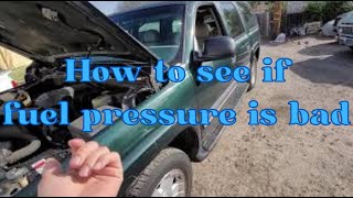 how to see if fuel pressure regulator is bad chevy surburban tahoe silverado escalade yukon [upl. by Peppi]