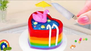 Satisfying Miniature Rainbow Bathtub Cake Decorating  How To Make Miniature Rainbow Cake [upl. by Jimmie]