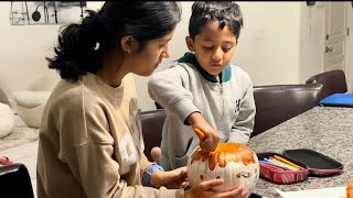 বাচ্চাদের school এ halloween কুমড়ো প্রোজেক্টমেহা বানালো লণ্ঠন আর রামা বানালো বাঁদর🐒 [upl. by Lurlene]