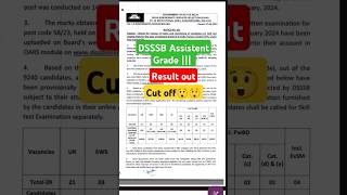 DSSSB Assistent Grade  Result Out 2024  Cut Off  dsssb dsssbresult dsssbAG [upl. by Leler]