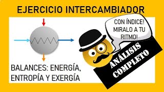 EJERCICIO INTERCAMBIADOR DE CALOR BALANCES DE ENERGÍA ENTROPÍA EXERGÍA Y RENDIMIENTO EXERGÉTICO [upl. by Meletius]