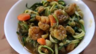 KetoPaleo Indian Prawn Zoodles with Zucchini [upl. by Lacagnia]