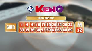 Tirage du soir Keno® du 08 août 2024  Résultat officiel  FDJ [upl. by Ellak560]