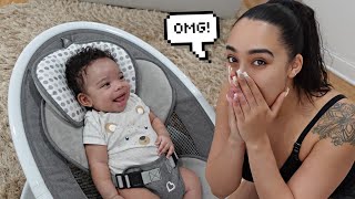 Our Babys First Time Laughing At 2 Months Old Caught On Camera [upl. by Namielus730]