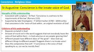 A LEVEL RELIGIOUS STUDIES  CONSCIENCE [upl. by Garner]