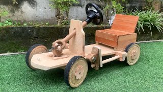 Great Creative Woodworking Idea  DIY Baby Wooden Car With Unique Steering And Brake System [upl. by Moser648]