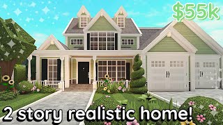 Building a Realistic Bloxburg House 2 Story Aesthetic Build Tutorial [upl. by Ariayek240]