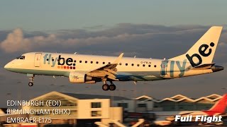 Flybe Full Flight  Edinburgh to Birmingham  Embraer E175 [upl. by Draneb]