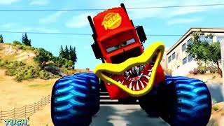 Epic Escape Lightning Mcqueen 🆚 All Big Giant Monster Mutant Cars Eater  Coffin Dance Song COVER [upl. by Berns]