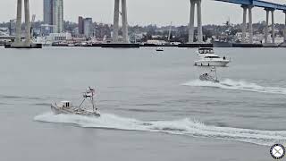 Navy New Unmanned Surface Vessels in San Diego Bay [upl. by Jedlicka814]