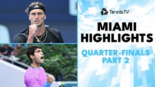 Alcaraz Faces Dimitrov Zverev amp Marozsan Clash  Miami 2024 QuarterFinal Highlights [upl. by Soinotna482]