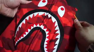 Bathing Ape BAPE Shark Hoodie Red UnboxingReview Hypebeast fashion Supreme Offwhite Grails [upl. by Yenohtna]