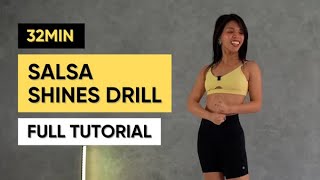 32min Salsa Shines Drill  Cardio 1 Full Tutorial [upl. by Bolanger]