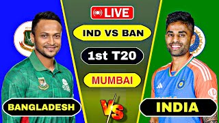 🔴 Live  India vs Bangladesh 1st T20 Match Today 2024  Ind vs Ban 1st T20 Watch Score Commentary [upl. by Gnourt]