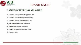 Session 02  Lesson 03  Danh sách trong MS Word [upl. by Yentroc]