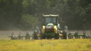 JOHN DEERE 8370R PULLING AN UNVERFERTH 12 ROW STRIPTILL BAR SCOTT FARMS 2020 COTTON STRIP TILL PT2 [upl. by Korns]