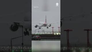 American Airlines flight makes wild landing at Londons Heathrow Airport [upl. by Kabab218]