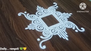 simple rangoli design square shape 💕💕 easy and small rangoli design 💗💗 [upl. by Sisely867]