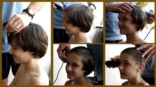 A Cute amp Brave Long Brown Hair Boy Alek Gets His Headshave For His Team [upl. by Niletak]