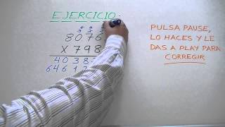 Multiplicar por 4 cifras o dígitos Ejercicio 16 [upl. by Estell]