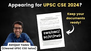 If you belong EWSOBCSCSTPWD category watch this  UPSC CSE 2024 [upl. by Notsnhoj]