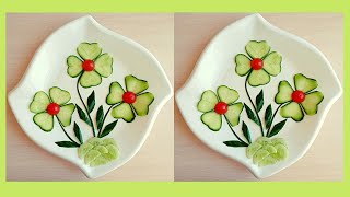 Beautiful Salad Decoration Ideas\ Tomato and Cucumber Plate Decoration\Easy Salad Carving Garnish [upl. by Earahs]