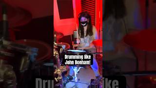 Rocker Girl drumming like John Bonham 😱 shorts [upl. by Nanaek587]