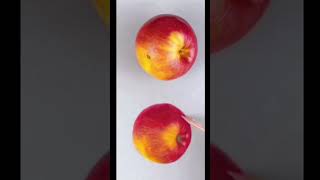 Easy and realistic apple drawing with color pencils youtubeshorts [upl. by Antipas]