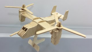 3D Woodcraft Construction Kit DIY How to make a wooden of Osprey Aircraft [upl. by Tory]