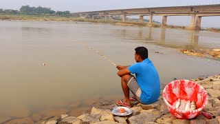 Fishing Video  Hook fishing techniques in village river  Fish catching trap  Village fishing [upl. by Pilif]