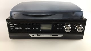 Распаковка проигрывателя LoopTone Turntable Vinyl Record Player AMFM Radio Cassette USBSD recorder [upl. by Readus]