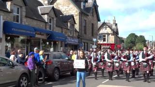 Kelty and Blairadam Pipe Band Highland Games Parade Pitlochry Perthshire Scotland [upl. by Yenobe386]