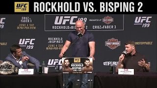 Luke Rockhold and Michael Bisping waste no time being nice at UFC 199 press conference [upl. by Lhadnek]