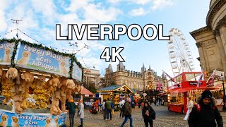 Liverpool Christmas Market  Liverpool  Walk  4K [upl. by Calvano]