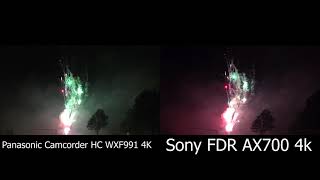 Radisson Founders Day 2018 Fireworks Panasonic Camcorder HC WXF991 4K VS Sony FDR AX700 4k [upl. by Deina250]