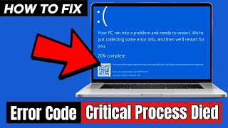 How to Fix quotCritical Process Diedquot Blue Screen Error in Windows 10 amp 11 [upl. by Suiradel]