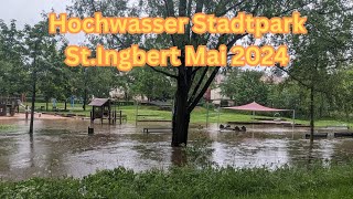 Hochwasser Starkregen Saarland St Ingbert Stadtpark überflutet Mai 2024 [upl. by Domph]