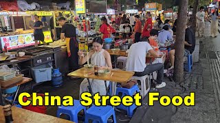 Chinese Street Food Tour  China nightlife street walk to Yantian Food Street Xixiang Shenzhen [upl. by Eenar241]