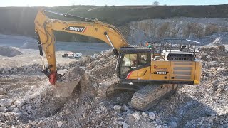 Sany excavators work at a Derbyshire limestone quarry [upl. by Htor]