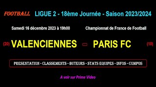 VALENCIENNES  PARIS FC  match de football de la 18ème journée de Ligue 2  Saison 20232024 [upl. by Lenad960]