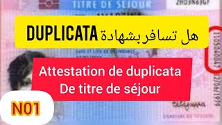 attestation de duplicata de titres séjour [upl. by Vance514]