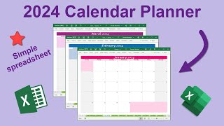 2024 Calendar Planner Spreadsheet [upl. by Gant]